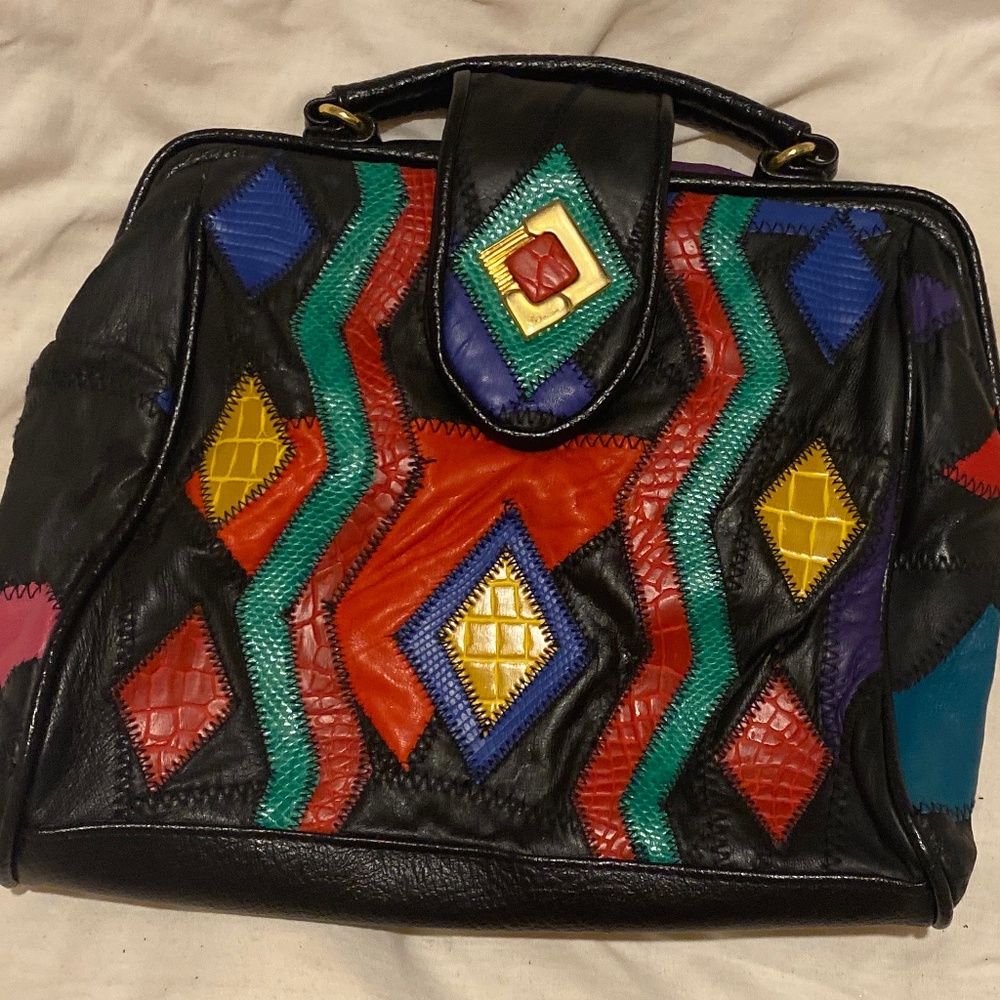Vintage Colorful Multicolor Top Handle Bag